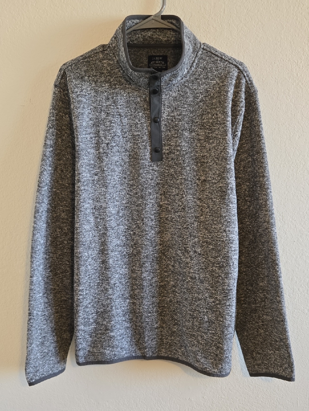 J. Crew Heather Gray 1/4-Button Snap Pullover Fleece - Large